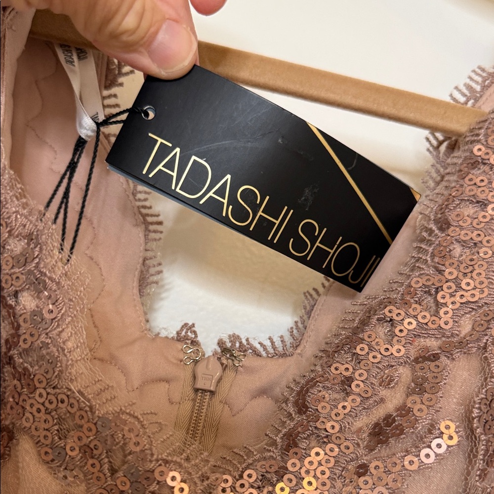 Tadashi Shoji Sparkling Sequin knee length Dress in Dusty Rose color - Picture 4 of 10